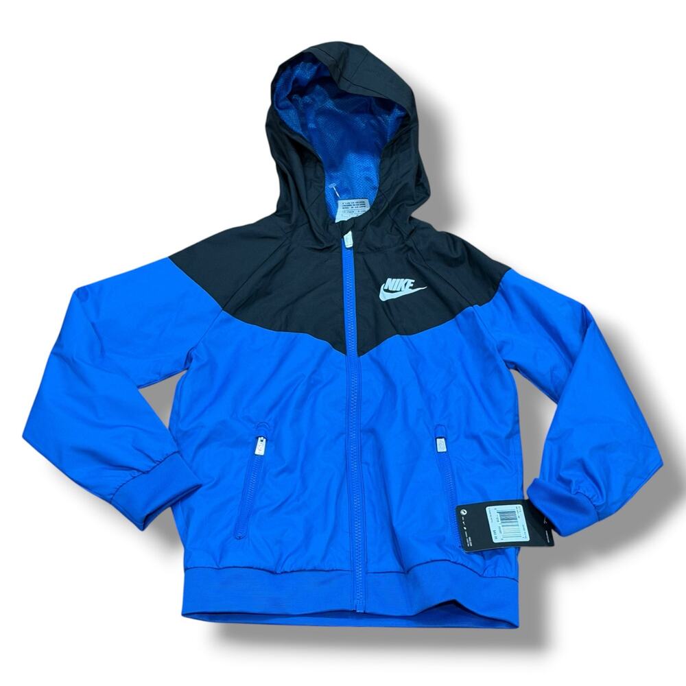 Nike Big Kids Blue Black Windrunner Hooded Repel Jacket Size 7 86C663-U89
